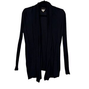 Splendid Sayer Cardigan Black Open‎ Front Ribbed Lapel and Sleeves Size Medium